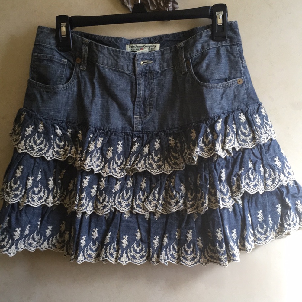 Polo Jeans Co. Ralph Lauren jean eyelet skirt(rare